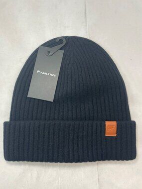 Fabletics Supersoft Cashmere Blend Ribbed Beanie Black Hat OS MSRP$35 NWT